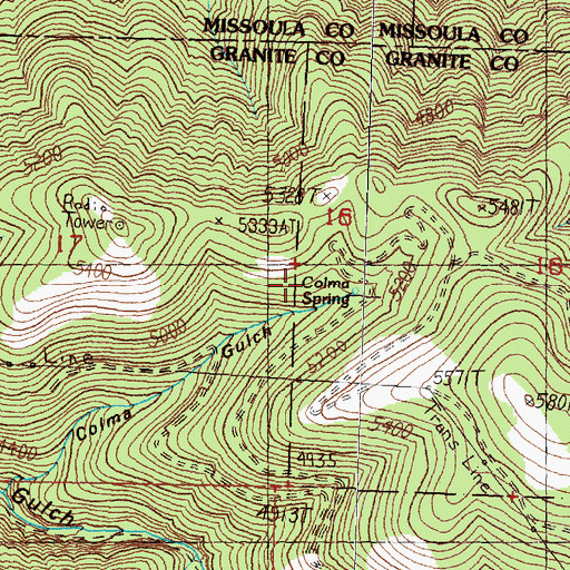 Topographic Map of Colma Spring, MT