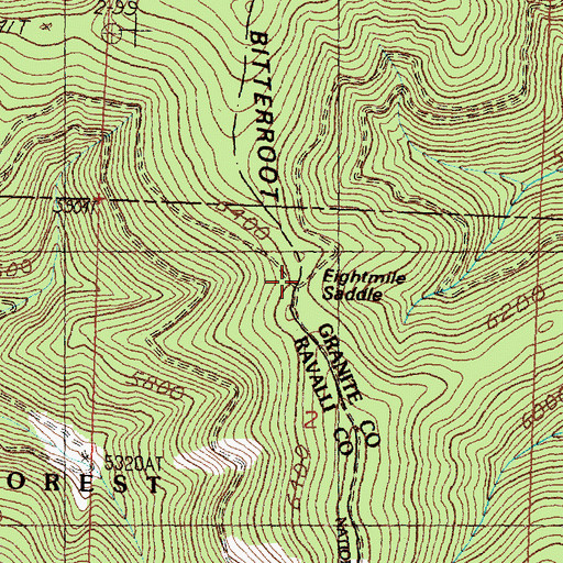 Topographic Map of Eightmile Saddle, MT