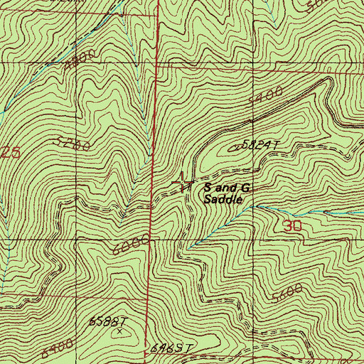 Topographic Map of S and G Saddle, MT
