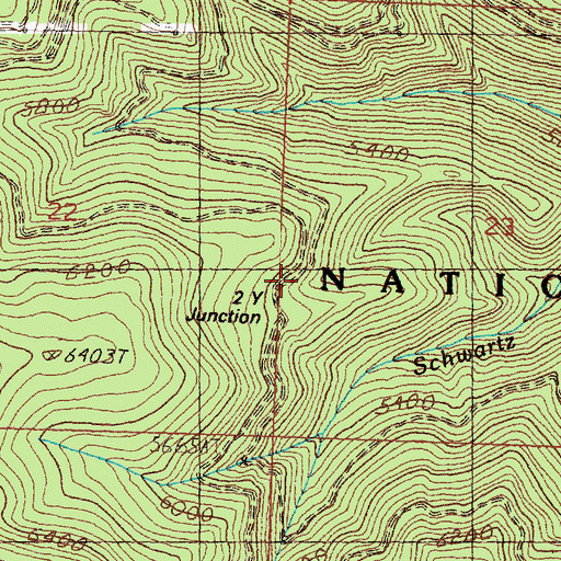 Topographic Map of Two Y Junction, MT