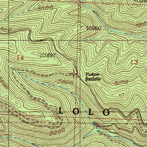 Topographic Map of Yukon Saddle, MT