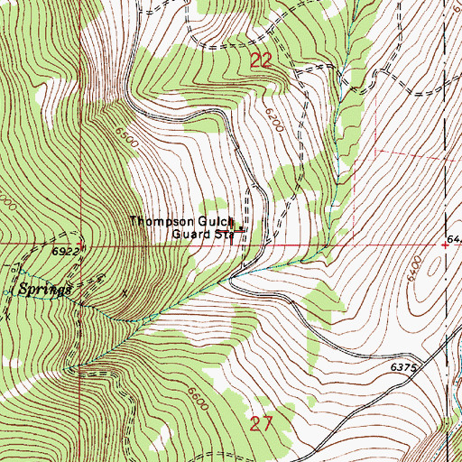 Topographic Map of Thompson Gulch Guard Station, MT