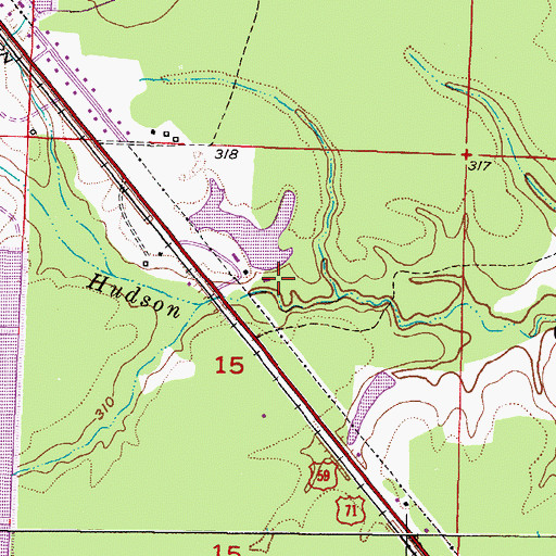 Topographic Map of Harris Lake Dam, AR