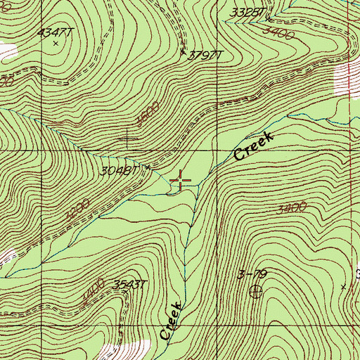 Topographic Map of Bug Creek, MT