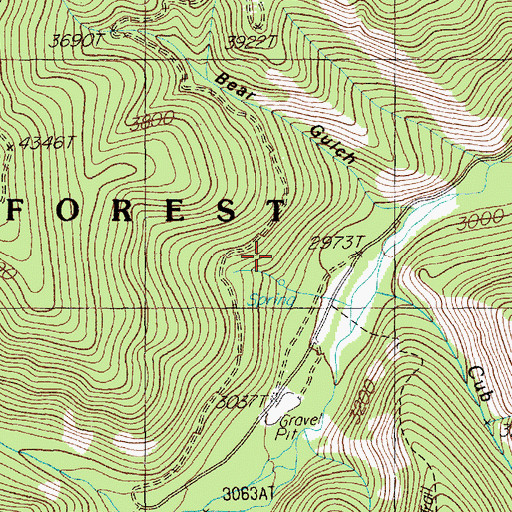 Topographic Map of Jack Pine Flats Campground, MT
