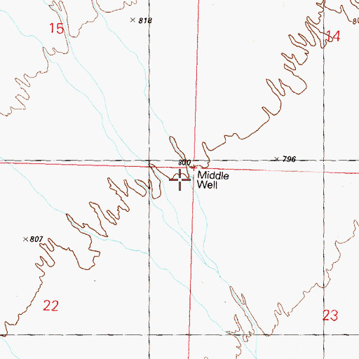 Topographic Map of Middle Well, AZ