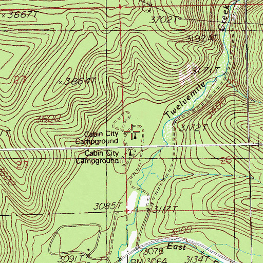Topographic Map of Cabin City Campground, MT