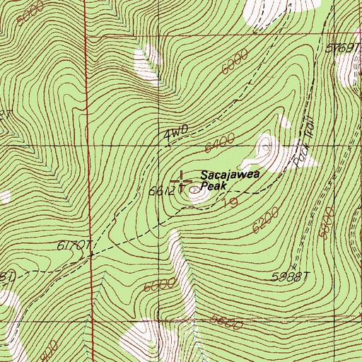 Topographic Map of Sacajawea Peak, MT