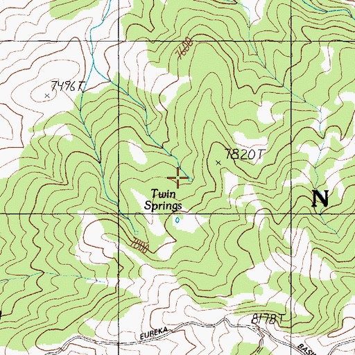 Topographic Map of Twin Springs, MT