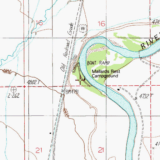 Topographic Map of Mallards Rest Recreational Area, MT