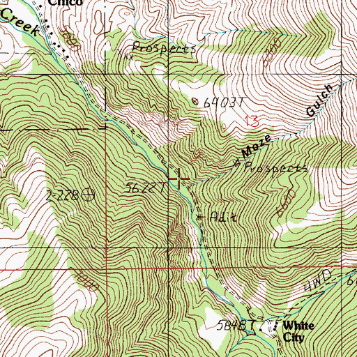 Topographic Map of Moze Gulch, MT