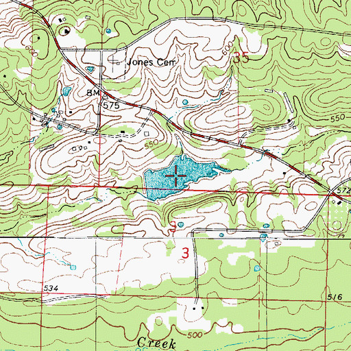 Topographic Map of Kirksey Reservoir, AR