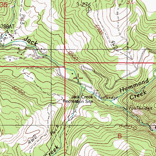 Topographic Map of Jack Creek Recreation Site, MT