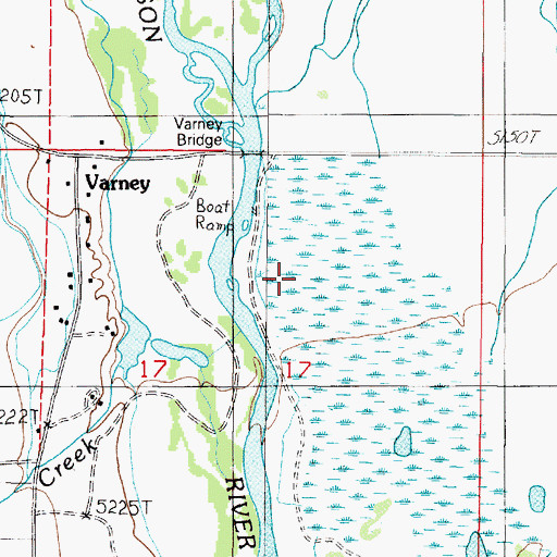 Topographic Map of Varney Bridge Recreation Site, MT