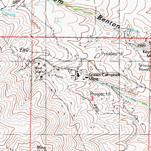 Topographic Map of Green Campbell Mine, MT