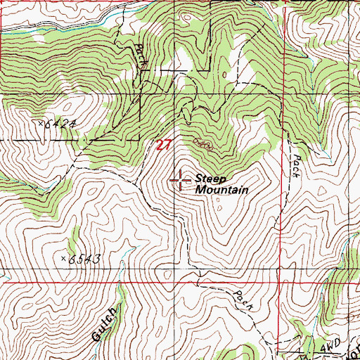 Topographic Map of Steep Mountain, MT