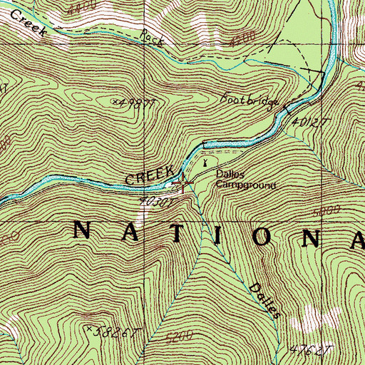 Topographic Map of Dalles Campground, MT