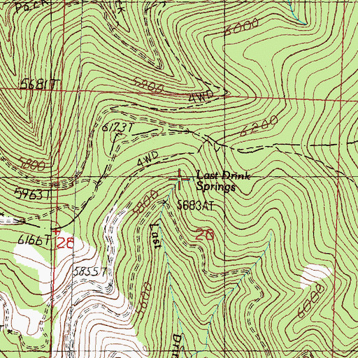 Topographic Map of Last Drink Springs, MT
