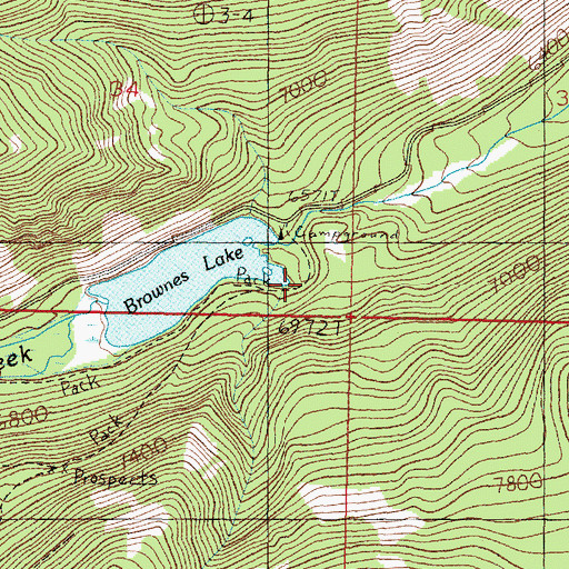 Topographic Map of Brownes Lake Recreation Site, MT