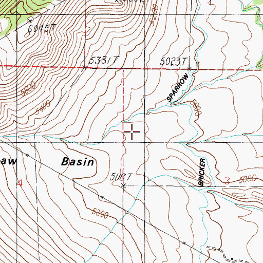 Topographic Map of Shaw Basin, MT
