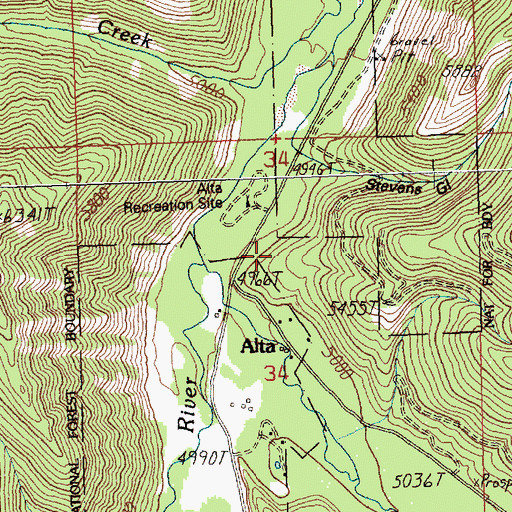 Topographic Map of Alta Recreation Site, MT