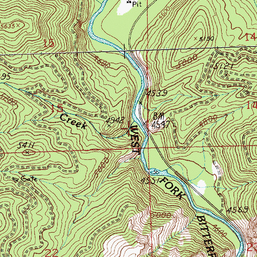 Topographic Map of Black Creek, MT