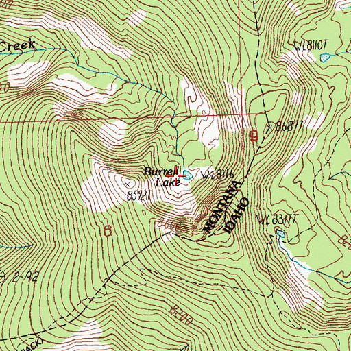 Topographic Map of Burrell Lake, MT