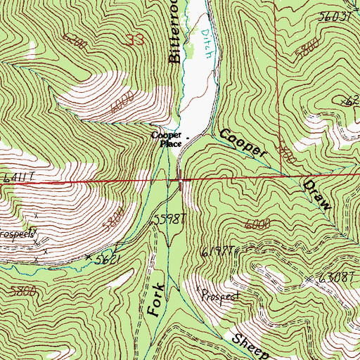Topographic Map of Cooper Draw, MT