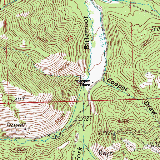 Topographic Map of Cooper Place, MT