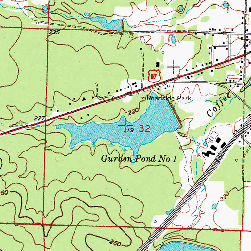 Topographic Map of Gurdon Pond One, AR