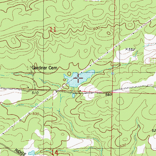 Topographic Map of Dwiggins Lake Dam, AR