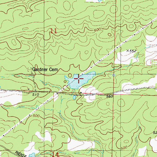 Topographic Map of Dwiggins Lake, AR