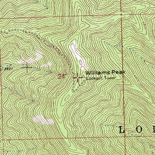 Topographic Map of Williams Peak Lookout, MT