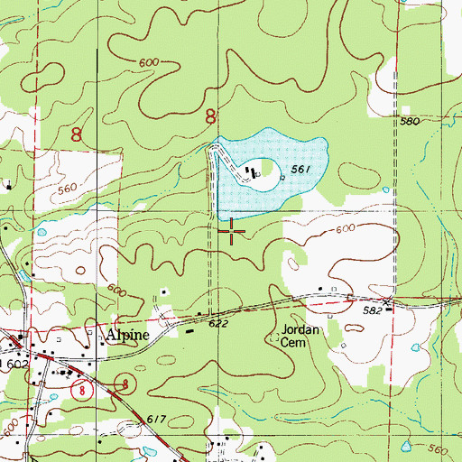 Topographic Map of Barksdale Lake Dam, AR