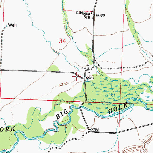 Topographic Map of Tope Ranch, MT