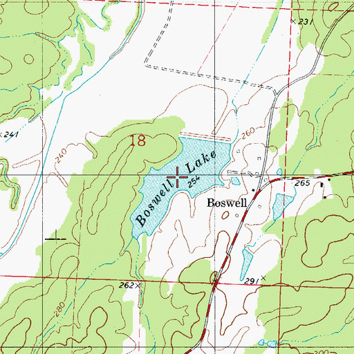 Topographic Map of Boswell Lake, AR