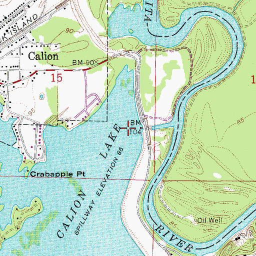 Topographic Map of Lake Calion Dam, AR