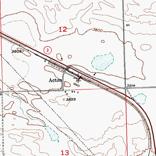 Topographic Map of Acton, MT