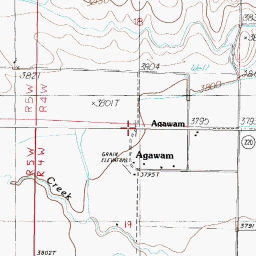 Topographic Map of Agawam, MT