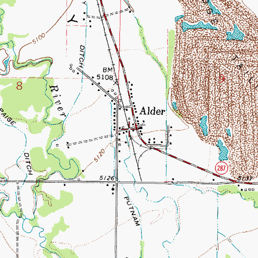 Topographic Map of Alder, MT