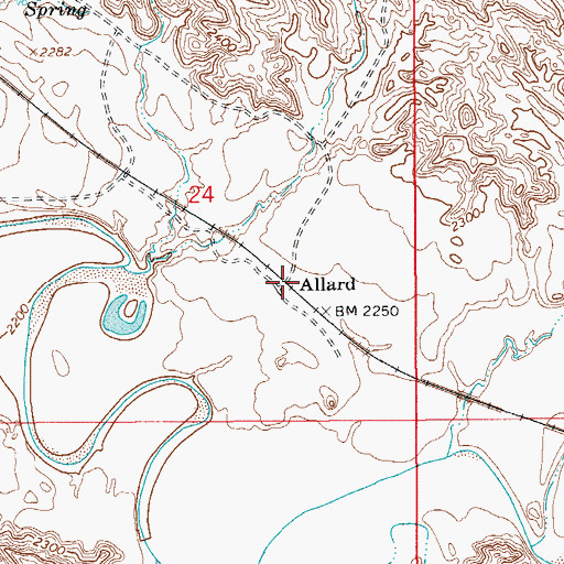 Topographic Map of Allard, MT