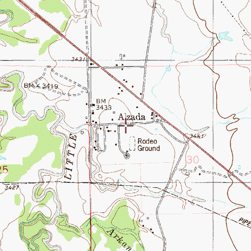 Topographic Map of Alzada, MT