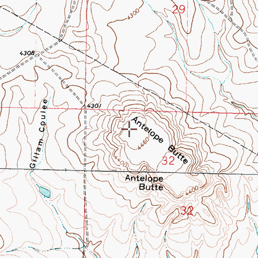 Topographic Map of Antelope Butte, MT