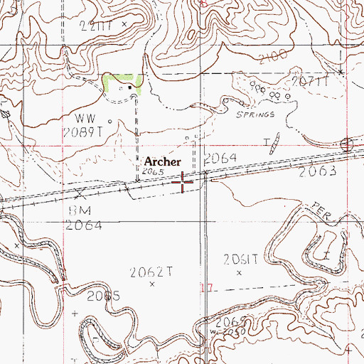 Topographic Map of Archer, MT
