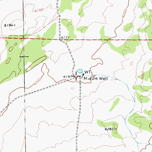 Topographic Map of Middle Well, AZ