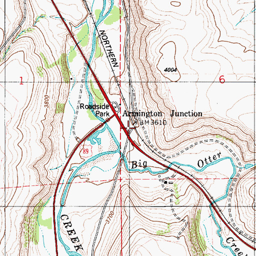 Topographic Map of Armington Junction, MT