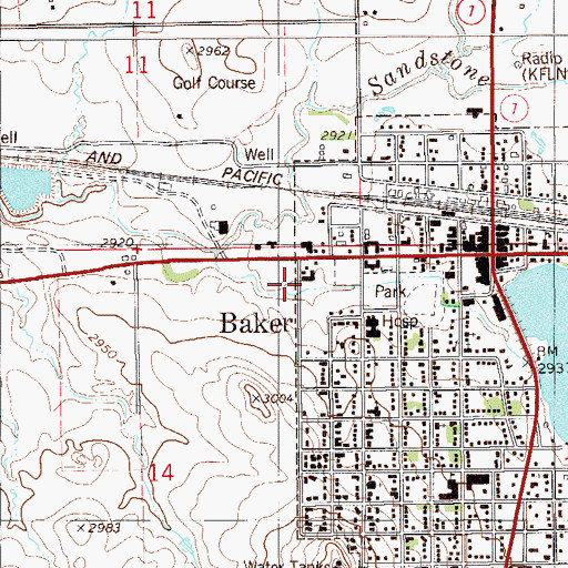 Topographic Map of Baker, MT