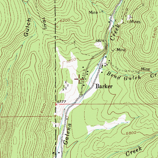 Topographic Map of Barker, MT