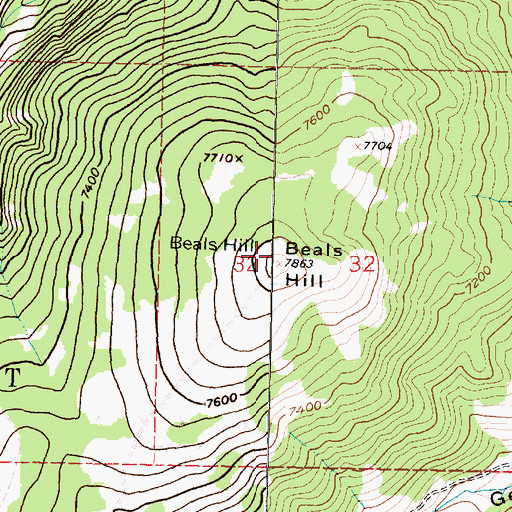 Topographic Map of Beals Hill, MT