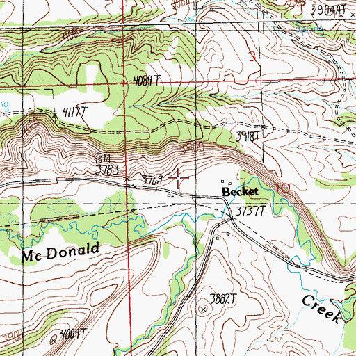 Topographic Map of Becket, MT